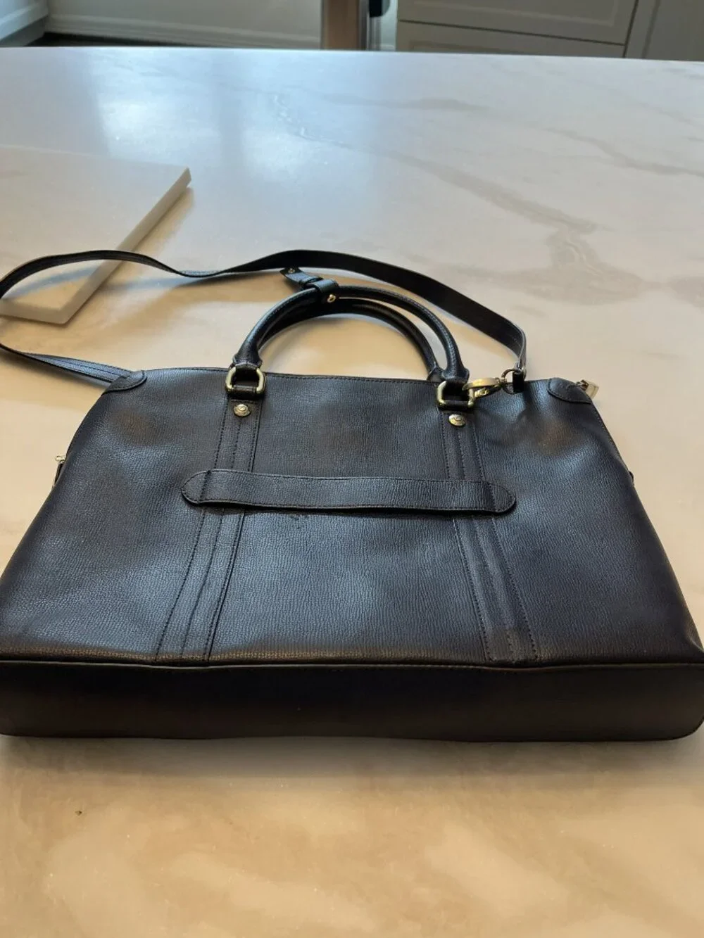 Henri Bendel Navy Blue Laptop Satchel Briefcase Excellent Used Condtion